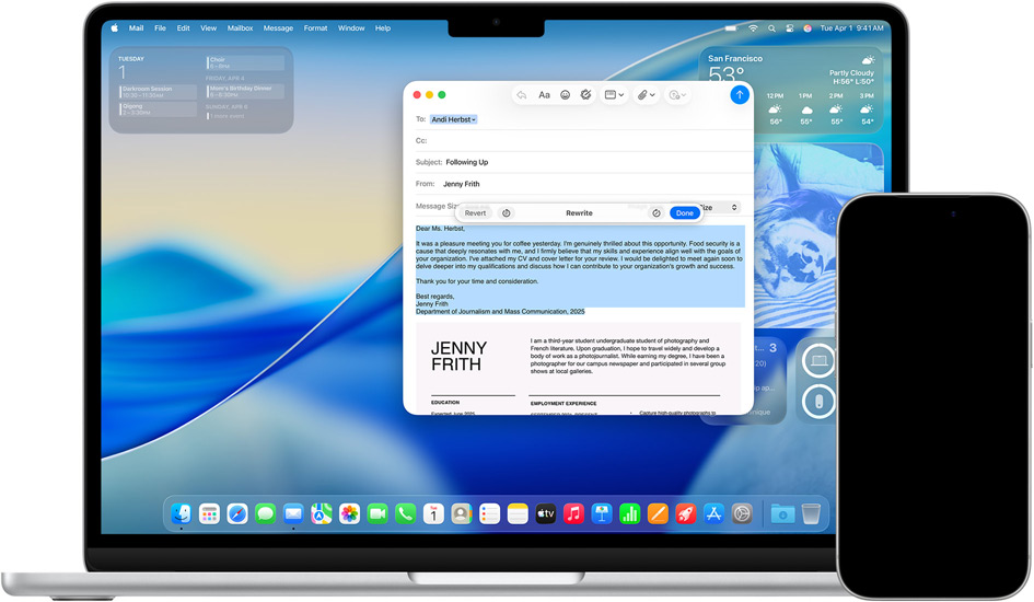 iPhone og Mac viser Skriveværktøjer