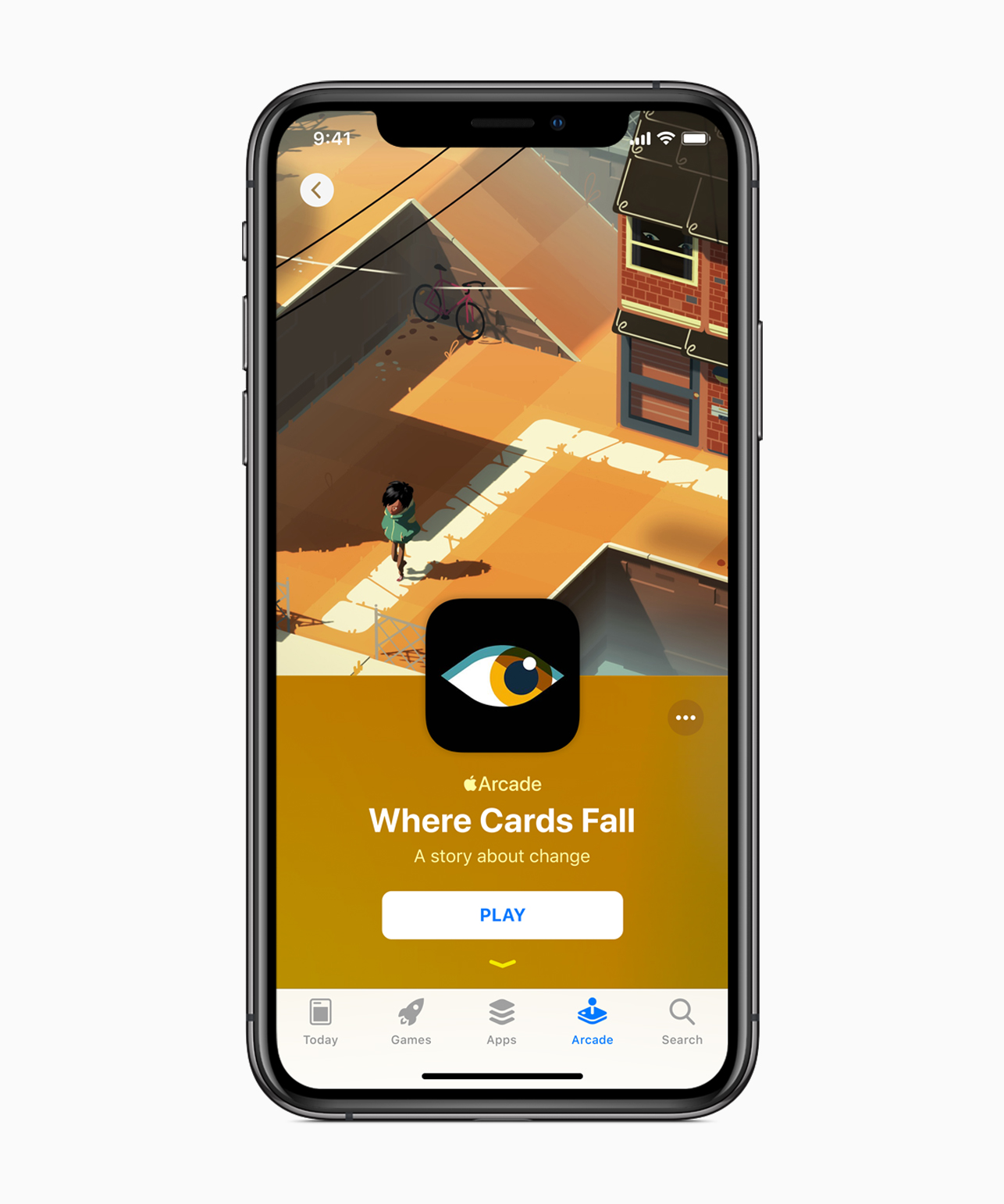 Diseño del juego Where Cards Fall en Apple Arcade en iPhone.