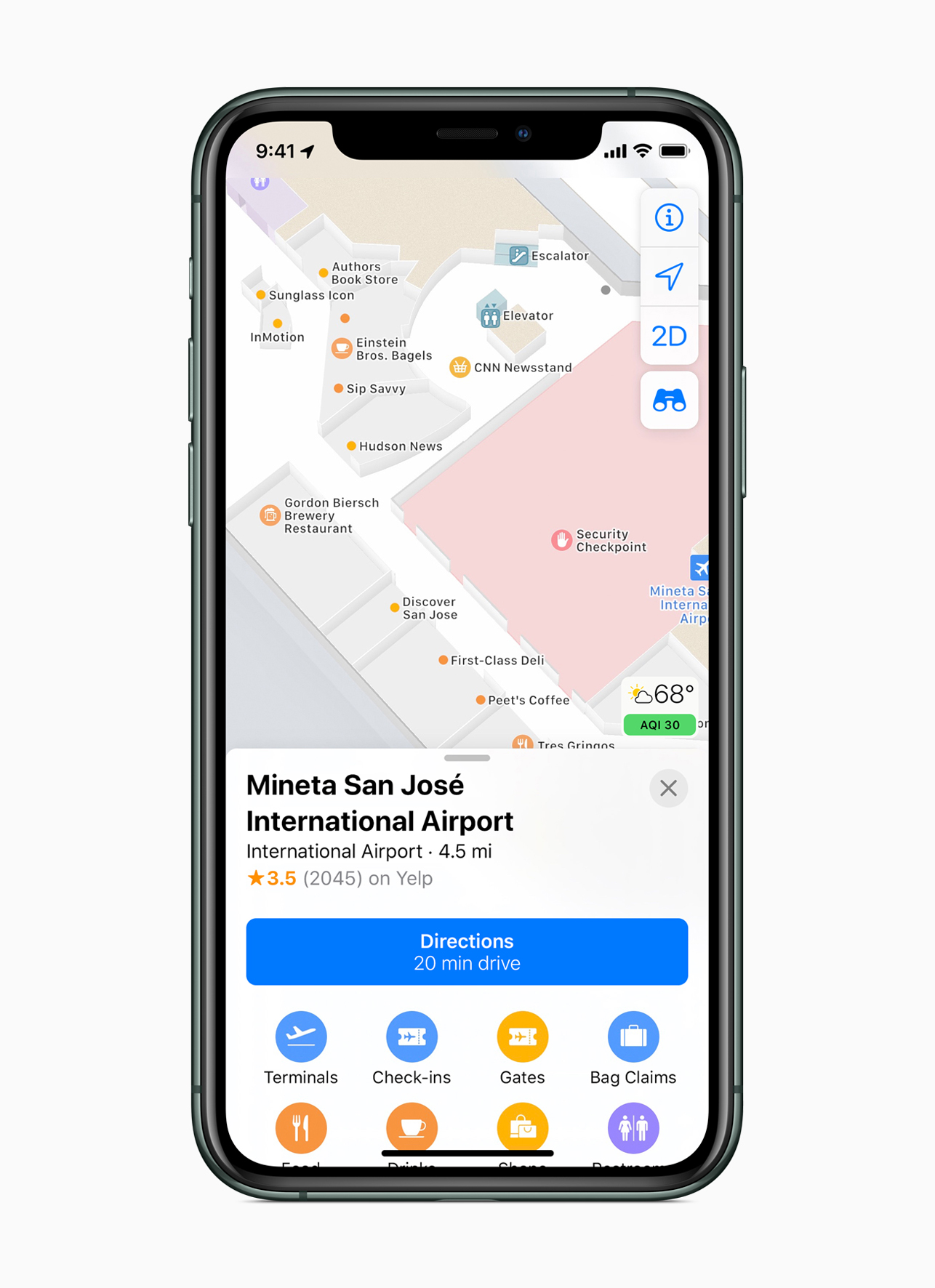 The new Indoor Maps feature displayed on iPhone 11 Pro.