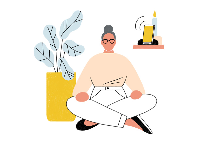 Ilustración de una mujer meditando.