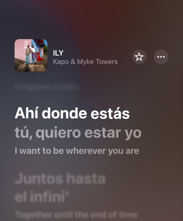 Kapo & Myke Towersin kappaleen ILY sanoitusten käännös espanjasta englantiin Apple Musicissa
